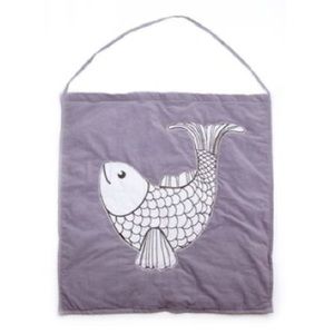 Kate Quinn Gray Koi Fish Nursery Kids Wall Hanging